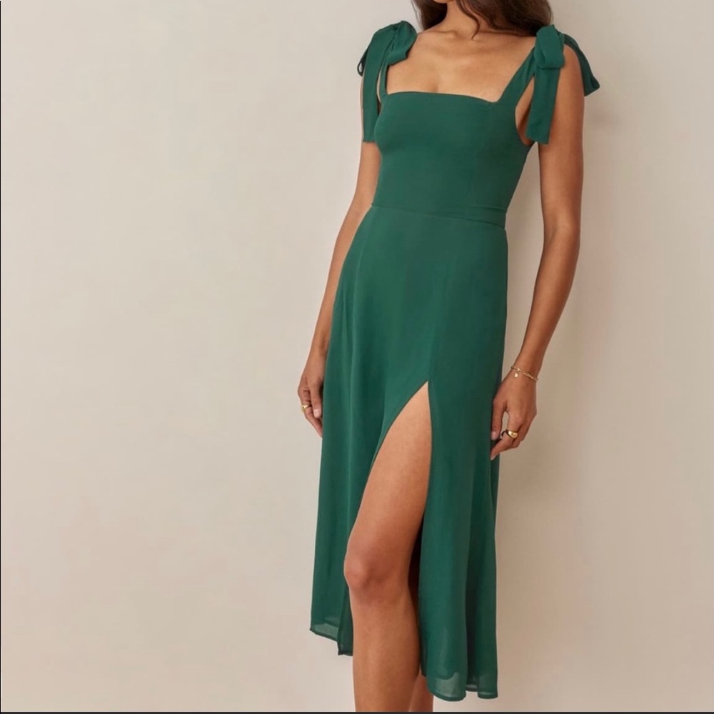 Reformation Twilight Dress Emerald
